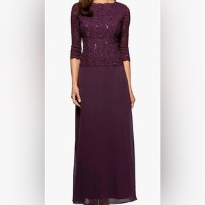 Alexa Evenings gown, 10P, Deep Plum color, 212318, never worn, with tag.